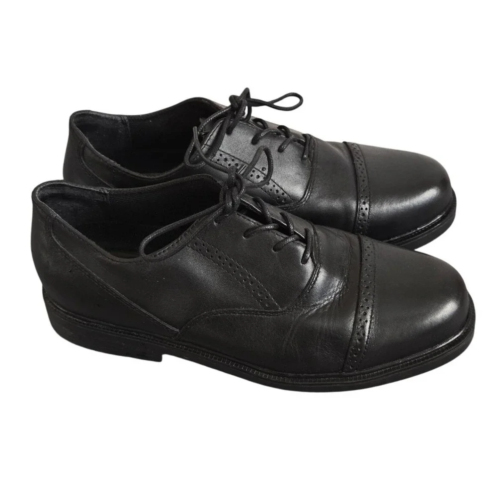 Nunn Bush Men's Oxfords Black Leather Cap Toe Lace Up Dress Shoes Comfort‎ 10.5M